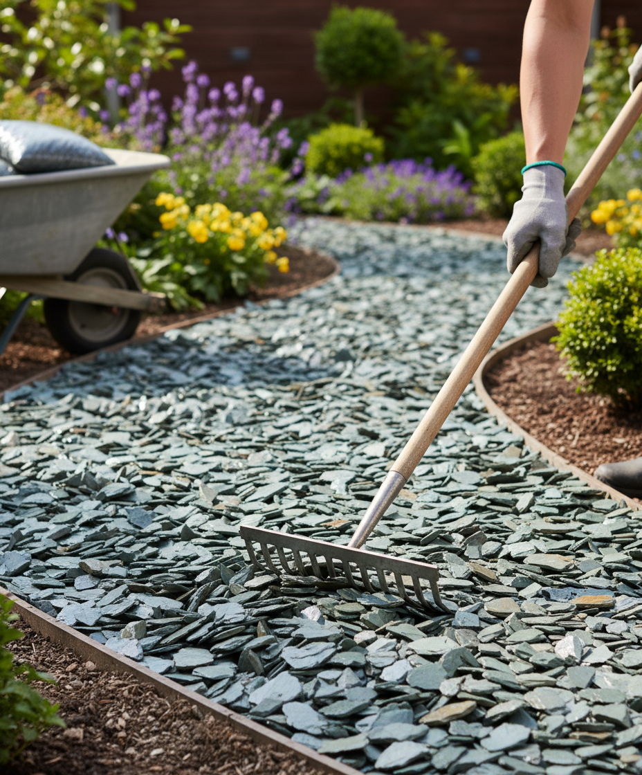 Premium Green Slate Chippings 20mm for Decorative Landscaping and Grou