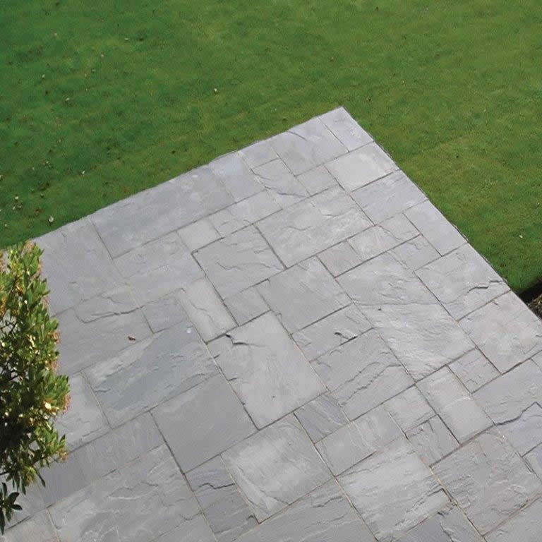 Dark Gray Light Grey Indian Sandstone Natural 22mm Calibrated Patio Paving Slabs Pack 18.5m2