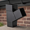 Square Downpipe Branch – Black uPVC – Exterior Drainage