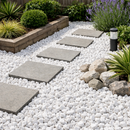 Premium 20mm Polar White Gravel – Spanish Marble Garden Stone for Borders, Paths & Ground Cover
