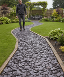 Premium Plum Slate Chippings 40mm - Fish-Friendly Decorative Aggregate for Gardens and Landscapes