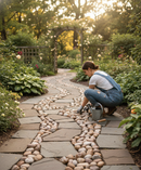 Premium Rainbow Cobbles Decorative Aggregate for Gardens - Unique Natural Patterns with Amber, Terracotta, and White Colors