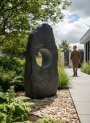 Premium 3ft Welsh Slate Hollolith with Drilled Borehole for Outdoor Water Features