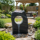 Premium 600mm Drilled Welsh Slate Hollolith for Outdoor Water Features - Grey, Plum, Green