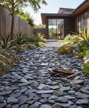 Premium 40mm Graphite Grey Slate Chippings for Landscaping, Mulching, and Pond Decoration